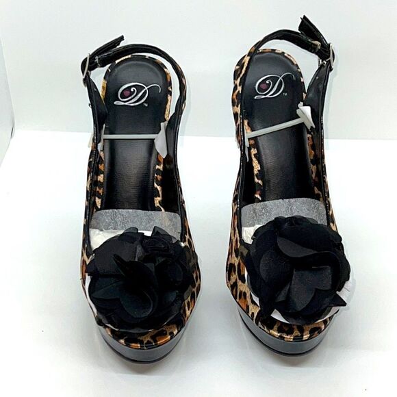 Delicious Leopard Print Sling Back Peep Toe High Heel Stiletto Pumps. Size 8.5 - Picture 7 of 8
